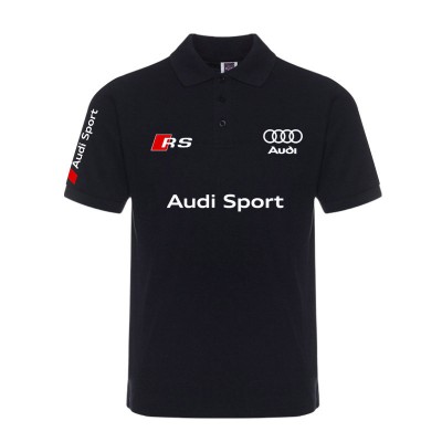 2022 Polo Audi Sport Homme Manches Courtes Sans Repassage Polo Coton Col Revers Couleur Unie