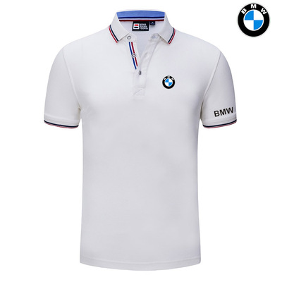 2022 Polo BMW Homme Coton avec Liseré Tricolore au Col et Aux Manches