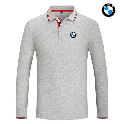 2022 Polo BMW Manche Longue Coton Col Contrasté Homme Regular Fit