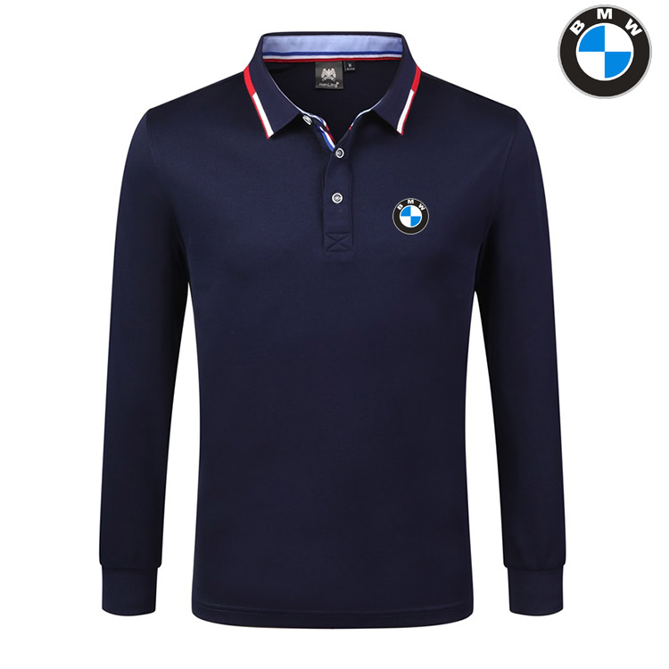 2022 Polo BMW Manche Longue Homme Col Contrasté Coton Extensible