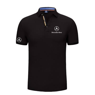 2022 Polo Mercedes-Benz Coton Homme avec Liseré Tricolore au Col et Aux Manches