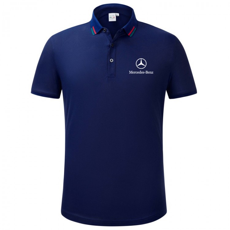 2022 Polo Mercedes-Benz Coton Mercerisé Col Contrasté Slim Fit Pour Homme