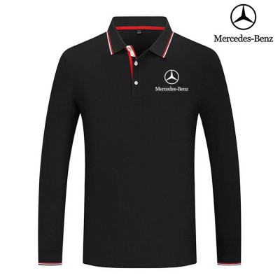 2022 Polo Mercedes Benz Homme Manche Longue Col Contrasté Coton Respirant