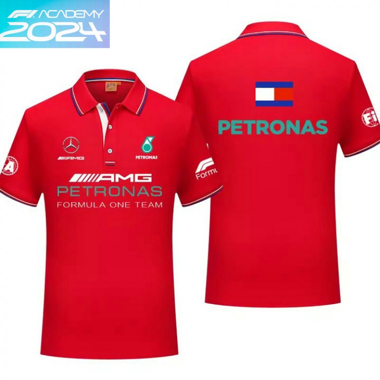 2024 Polo Mercedes Petronas Tommy Col Contrasté Manche Courte Coton Homme