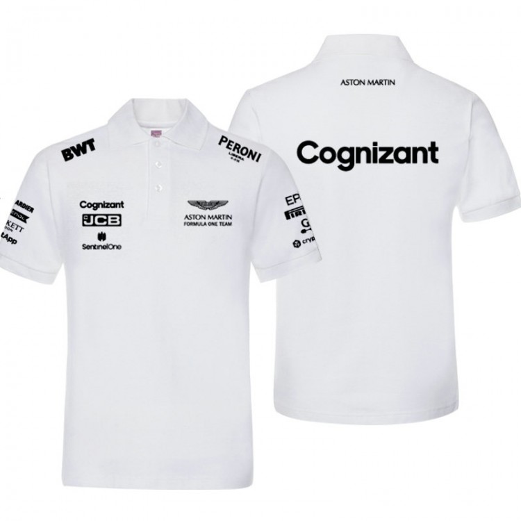 Polo Aston Martin Cognizant F1 Homme Manche Courte Coton Col Boutonné Regular Fit