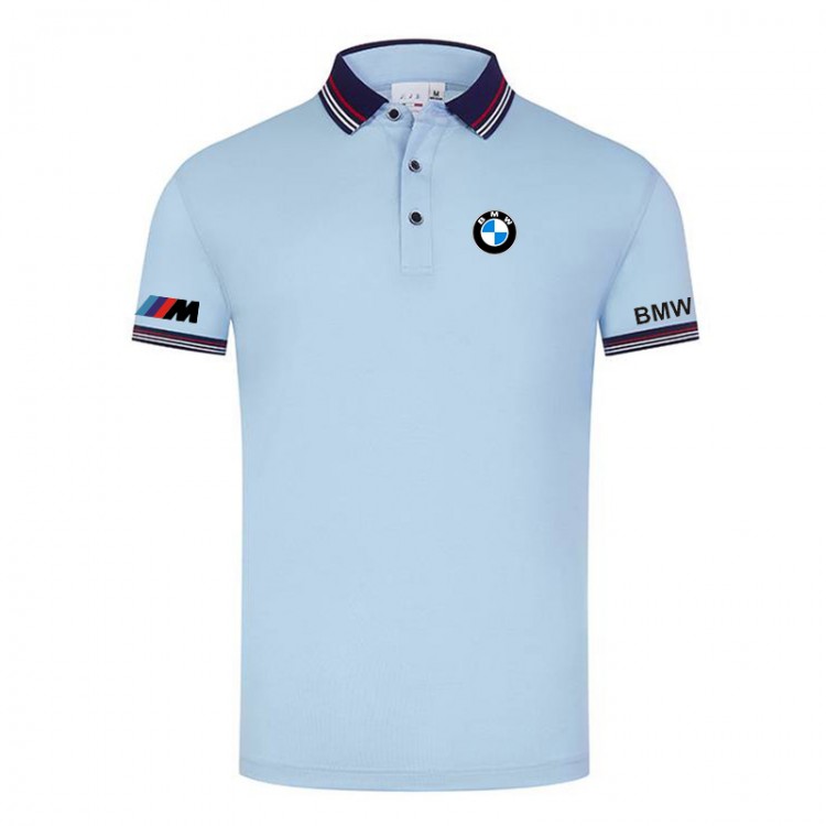 Polo BMW M Power Homme 2022 Coton Col Contrasté Slim Fit Manche Courte Voiture