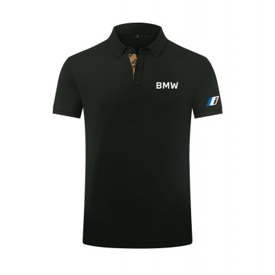 Polo BMW classique uni en coton piqué épais pour homme avec poignets cotelés