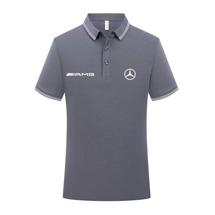 Polo Mercedes AMG Homme Manche Courte 2023 Slim Fit Poloshirt Casual Col Contrasté