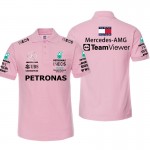 Polo Mercedes-AMG Petronas TeamViewer Homme Manche Courte Coton Couleur Unie