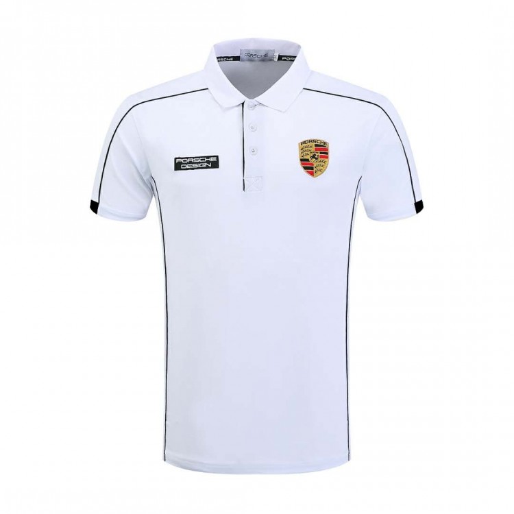 Polo Porsche Design Homme 2022 Brodée Coton Manches Courtes Col Boutonné