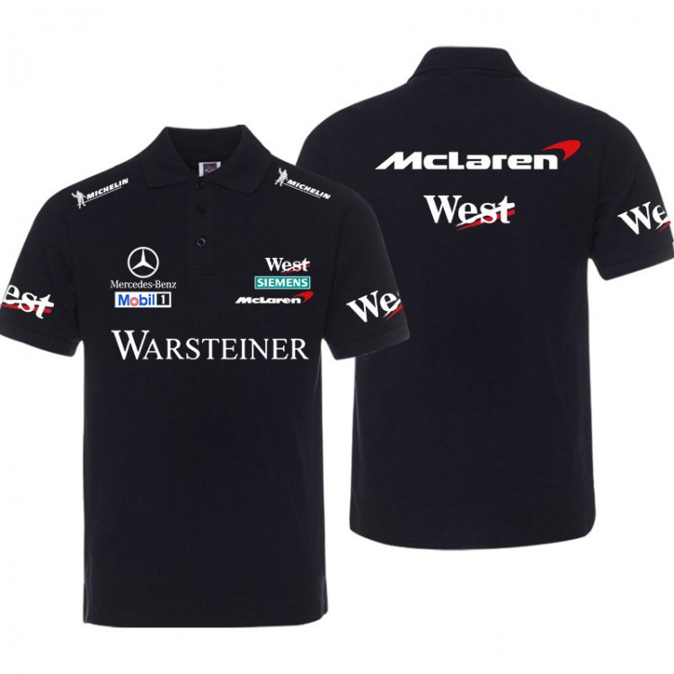 Polo West McLaren Mercedes Benz Mobil 1 Warsteiner Homme Col Revers Couleur Unie