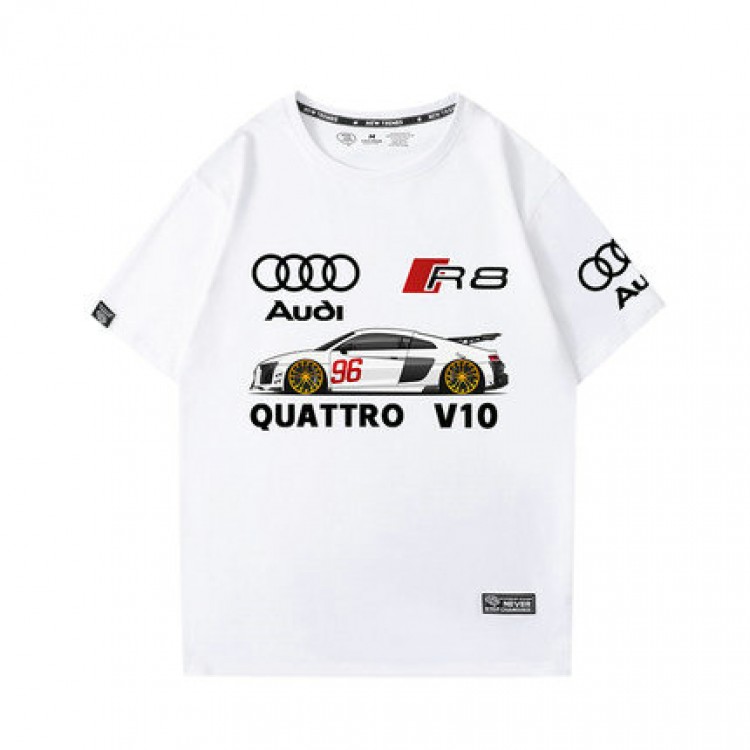 T-shirt Audi Quattro R8 V10 Imprimé Col Rond Homme Manches Courtes