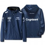 Veste Aston Martin Cognizant F1 JCB Capuche Homme Coupe-vent Imperméable