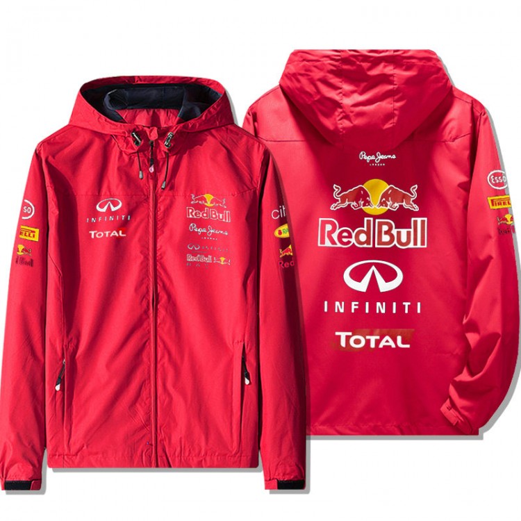 Veste Red Bull Racing Infiniti Total Zippé Capuche Homme Coupe-vent Imperméable